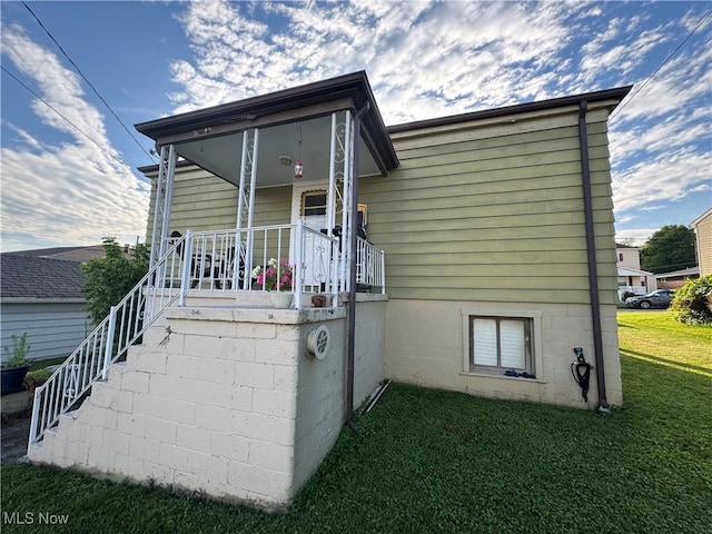 3868 Adams Ave, Shadyside, OH 43947 - back of house featuring stairway and a yard