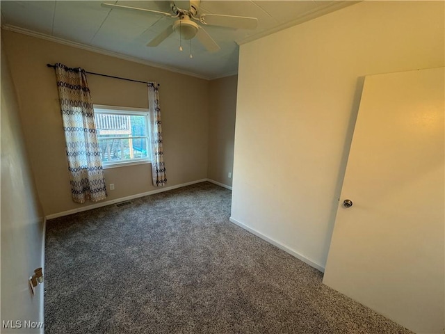 3868 Adams Ave, Shadyside, OH 43947 - carpeted spare room with ornamental molding and a ceiling fan