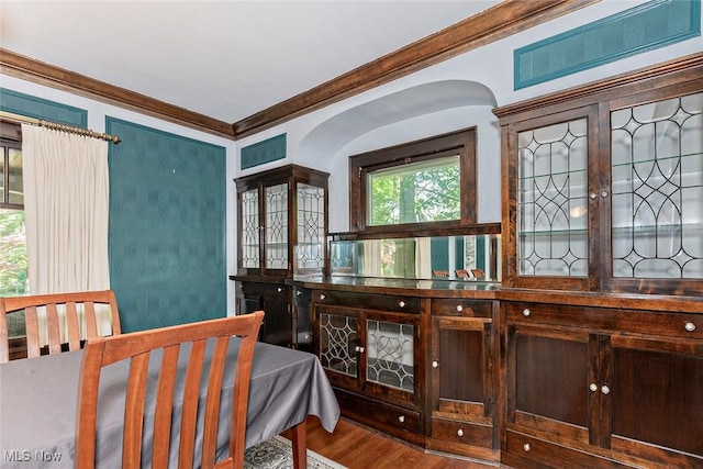 1539 Compton Rd, Cleveland Heights, OH 44118 - dining room with ornamental molding and wood finished floors