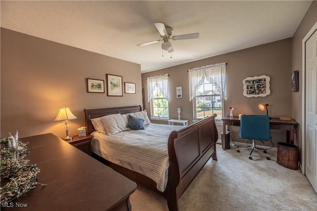 785 Cambridge Ct, Kent, OH 44240 - bedroom featuring an office area, light carpet, and ceiling fan