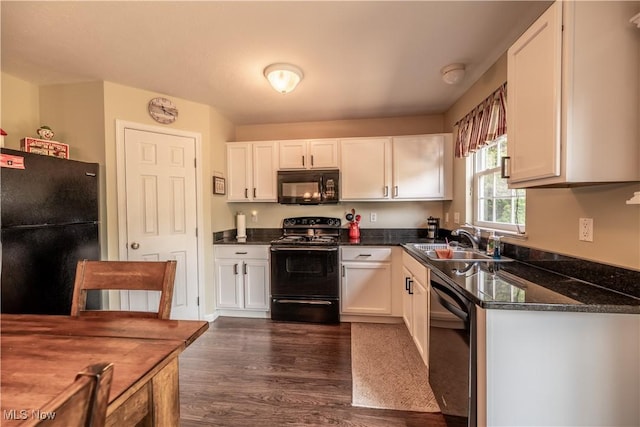 785 Cambridge Ct, Kent, OH 44240 - kitchen featuring black appliances, white cabinets, and dark wood-type flooring