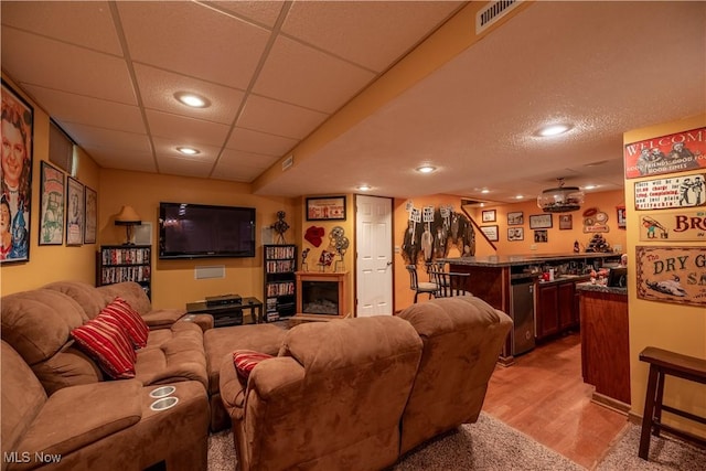 785 Cambridge Ct, Kent, OH 44240 - living area featuring bar with sink, light wood finished floors, and recessed lighting