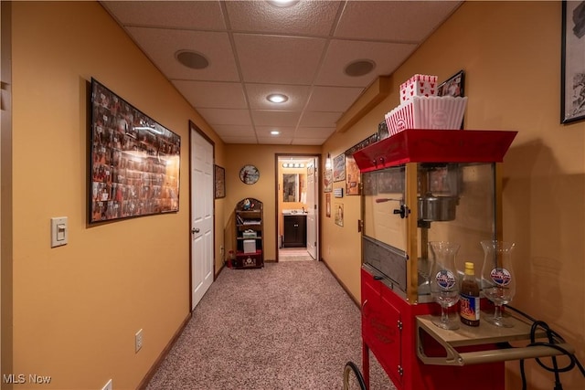 785 Cambridge Ct, Kent, OH 44240 - hall featuring a drop ceiling and light colored carpet