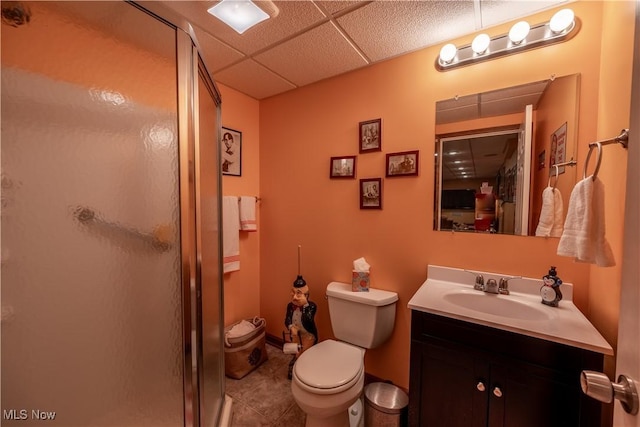 785 Cambridge Ct, Kent, OH 44240 - full bathroom with a stall shower, vanity, a paneled ceiling, and tile patterned floors