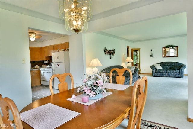 3787 Helsey Fusselman Rd, Southington, OH 44470 - dining room featuring a chandelier and ceiling fan