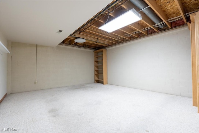 3342 Ramsgate St NW, North Canton, OH 44720 - unfinished below grade area featuring concrete block wall and carpet
