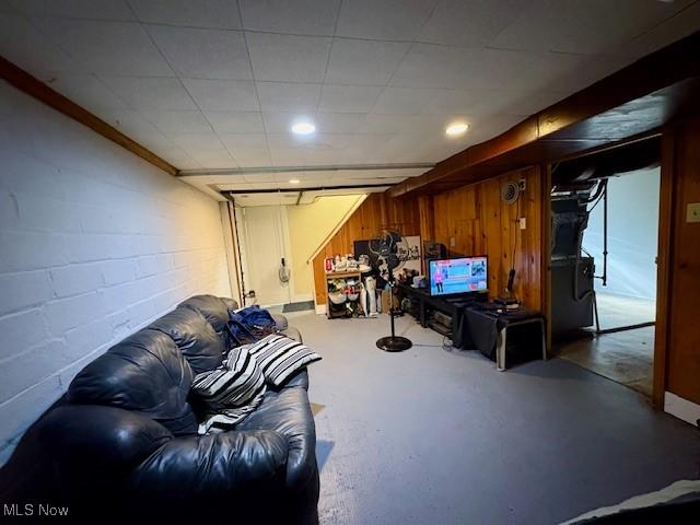 19510 Gardenview Dr, Maple Heights, OH 44137 - living area with wooden walls