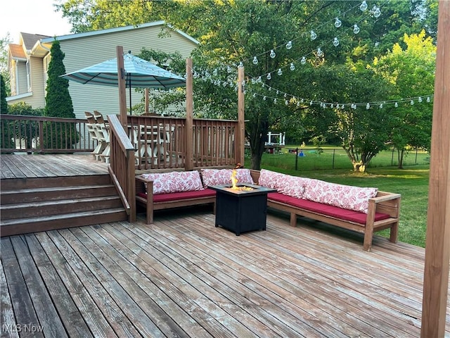 4575 Fishcreek Rd, Stow, OH 44224 - wooden terrace featuring a fire pit