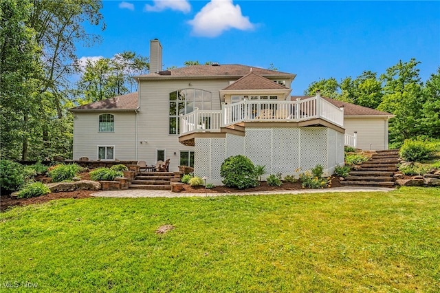 11275 Beechnut Ln, Chardon, OH 44024 - rear view of property featuring stairs, a deck, and a yard