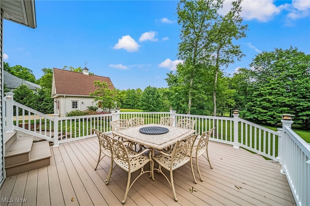 11275 Beechnut Ln, Chardon, OH 44024 - wooden deck featuring outdoor dining space
