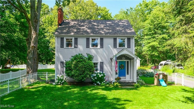 6735 Wakefield Rd, Hiram, OH 44234 - colonial-style house with a chimney and a fenced backyard