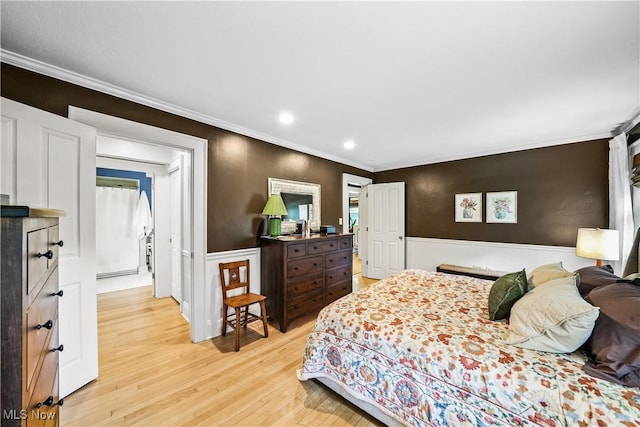 6735 Wakefield Rd, Hiram, OH 44234 - bedroom with light wood-style flooring, crown molding, and recessed lighting