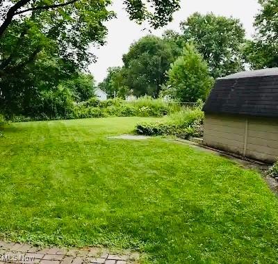 134 E Summit St, Alliance, OH 44601 - view of green lawn featuring a storage unit