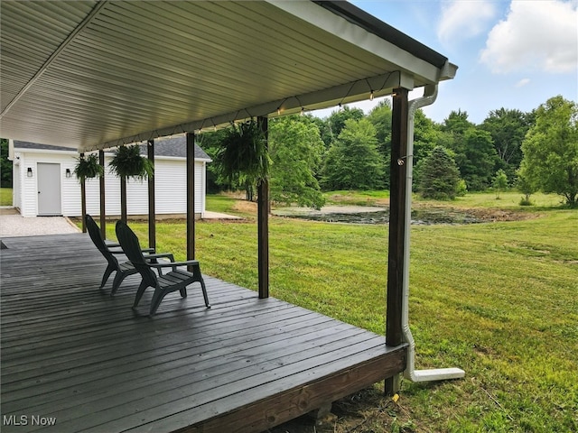 4930 S Ridge Rd W, Ashtabula, OH 44004 - deck with a lawn and an outbuilding