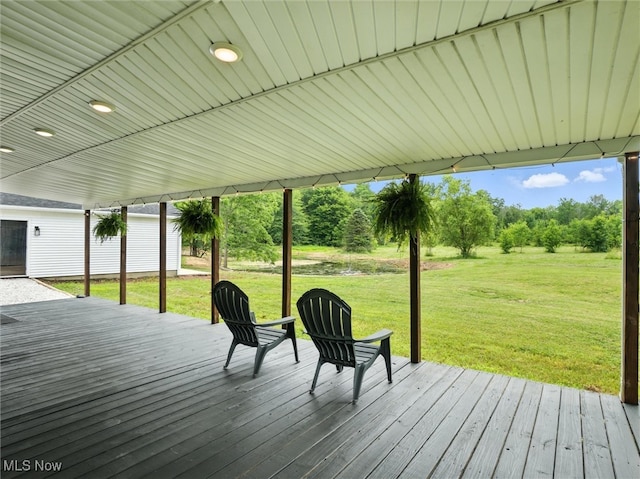 4930 S Ridge Rd W, Ashtabula, OH 44004 - wooden terrace featuring a yard