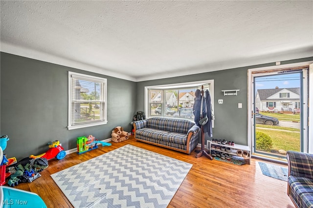 1743 Silver St, Wickliffe, OH 44092 - living room featuring a textured ceiling and wood finished floors