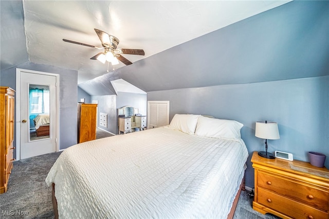 1743 Silver St, Wickliffe, OH 44092 - carpeted bedroom featuring vaulted ceiling and ceiling fan