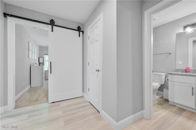 4933 Lear Nagle Rd, North Ridgeville, OH 44039 - corridor featuring light wood-style flooring and a barn door