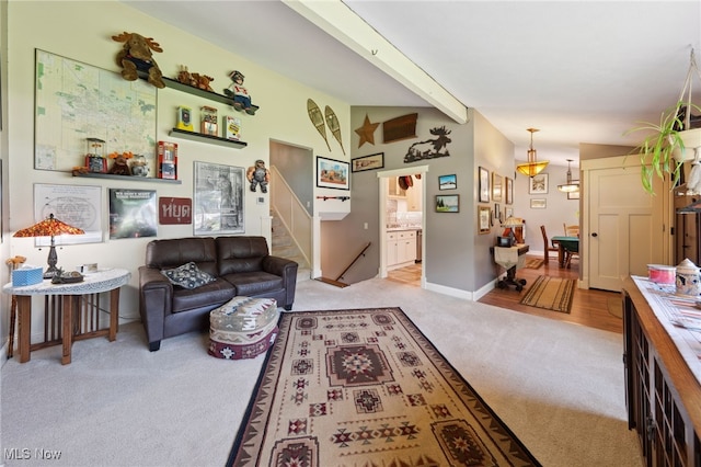 25171 Doe Dr, North Olmsted, OH 44070 - living area featuring carpet and stairs