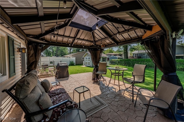 25171 Doe Dr, North Olmsted, OH 44070 - fenced backyard featuring a gazebo and a patio area