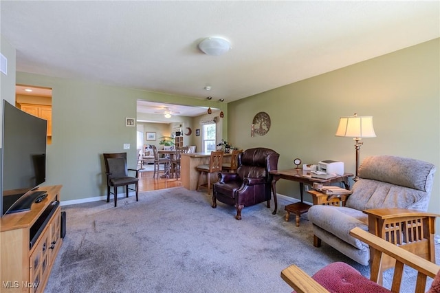 4959 Anderson Rd, Lyndhurst, OH 44124 - living room with light colored carpet and ceiling fan