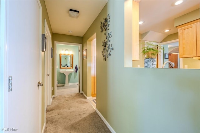 4959 Anderson Rd, Lyndhurst, OH 44124 - corridor featuring light carpet and recessed lighting