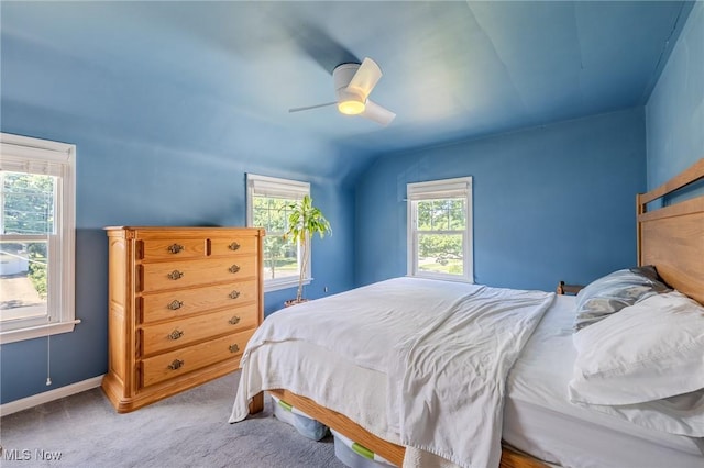 4959 Anderson Rd, Lyndhurst, OH 44124 - bedroom with carpet flooring, a ceiling fan, and vaulted ceiling