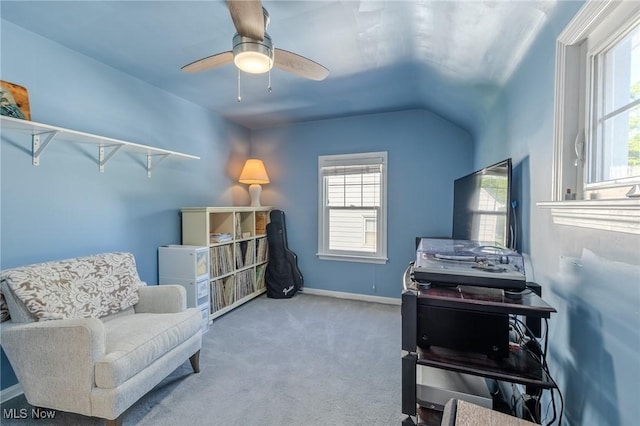 4959 Anderson Rd, Lyndhurst, OH 44124 - living area featuring plenty of natural light, carpet flooring, and ceiling fan