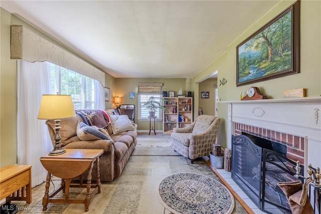 4959 Anderson Rd, Lyndhurst, OH 44124 - living room with a brick fireplace