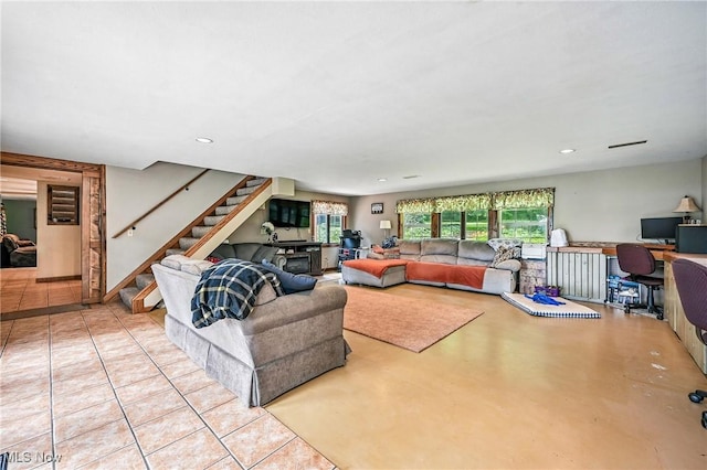1173 Ridge Rd, Salem, OH 44460 - living room with stairs and an office area