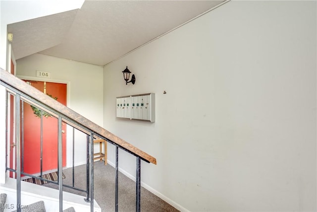 985 Canyon View Rd Unit 204C, Northfield, OH 44067 - stairway featuring carpet floors and baseboards
