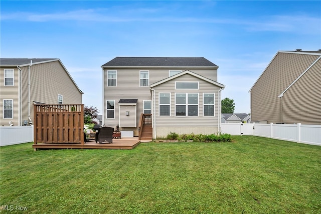 1383 Easton Way, Brunswick, OH 44212 - rear view of house with a fenced backyard and a wooden deck
