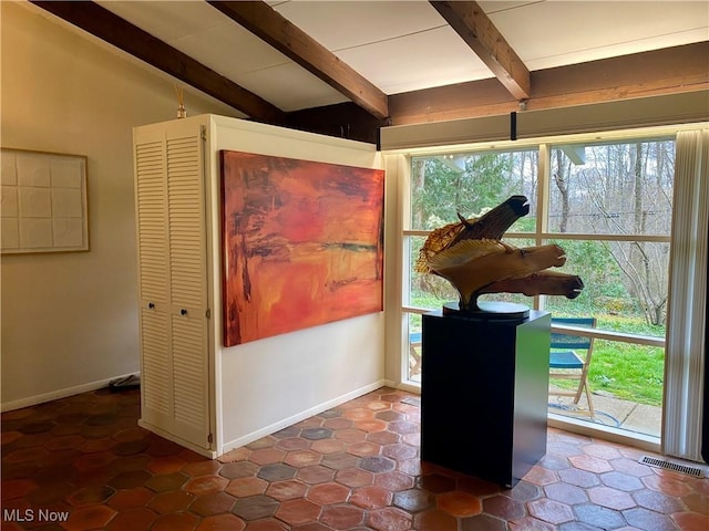17079 Cats Den Rd, Chagrin Falls, OH 44023 - detailed view of beamed ceiling and baseboards