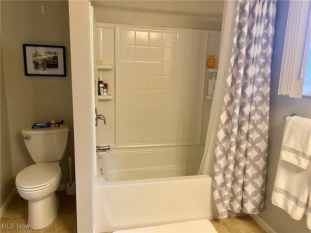 17079 Cats Den Rd, Chagrin Falls, OH 44023 - bathroom with shower / tub combo with curtain and tile patterned flooring