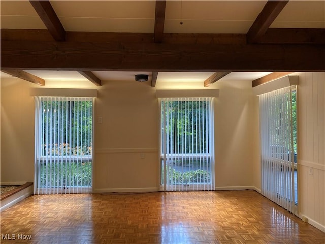 17079 Cats Den Rd, Chagrin Falls, OH 44023 - unfurnished room featuring beam ceiling and plenty of natural light