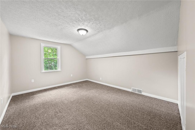 3695 S Hametown Rd, Norton, OH 44203 - additional living space featuring carpet flooring, a textured ceiling, and lofted ceiling