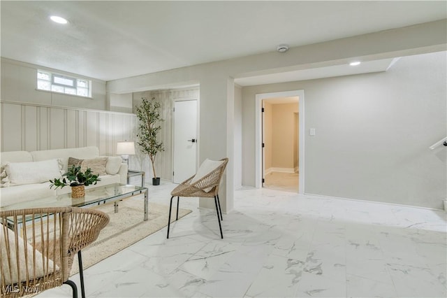22100 Priday Ave, Euclid, OH 44123 - living area featuring recessed lighting and light marble finish flooring