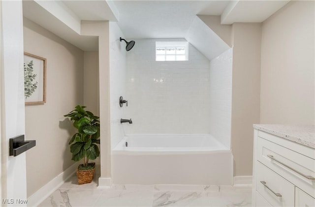 22100 Priday Ave, Euclid, OH 44123 - full bath featuring marble finish flooring, vanity, and  shower combination
