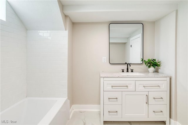 22100 Priday Ave, Euclid, OH 44123 - full bathroom featuring marble look tile flooring and vanity