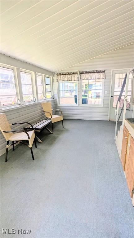 226 Troy Oaks Dr, Hiram, OH 44234 - sunroom / solarium featuring healthy amount of natural light, carpet flooring, and vaulted ceiling