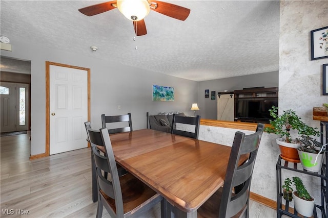 23730 Sawmill Bnd, Olmsted Falls, OH 44138 - dining room with a textured ceiling, light wood finished floors, and a ceiling fan