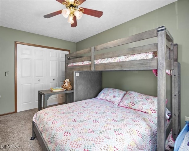 23730 Sawmill Bnd, Olmsted Falls, OH 44138 - bedroom with carpet floors, a closet, and ceiling fan