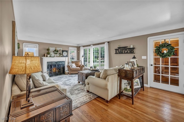 9013 Elsmere Dr, Parma, OH 44130 - living room featuring light wood finished floors and a premium fireplace