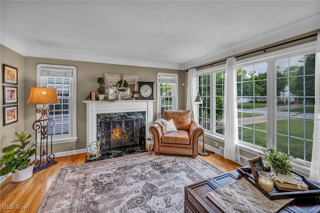 9013 Elsmere Dr, Parma, OH 44130 - living room with a fireplace and wood finished floors