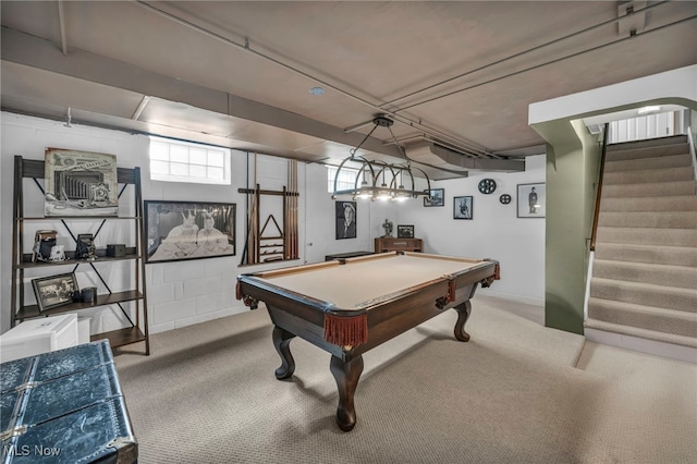9013 Elsmere Dr, Parma, OH 44130 - rec room with carpet floors and billiards