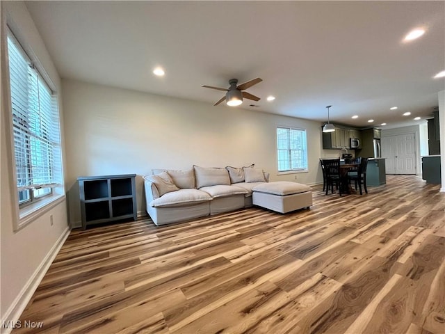 507B Memory Ln, Bethesda, OH 43719 - living area with wood finished floors, recessed lighting, and ceiling fan