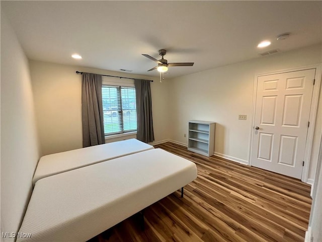 507B Memory Ln, Bethesda, OH 43719 - bedroom with dark wood finished floors, recessed lighting, and a ceiling fan