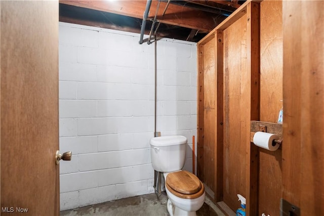 1005 Fairview Blvd, Coshocton, OH 43812 - bathroom with unfinished concrete flooring and concrete block wall