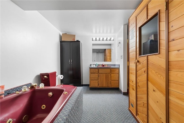 3111 Serfass Rd, New Franklin, OH 44216 - full bathroom with a jetted tub and vanity