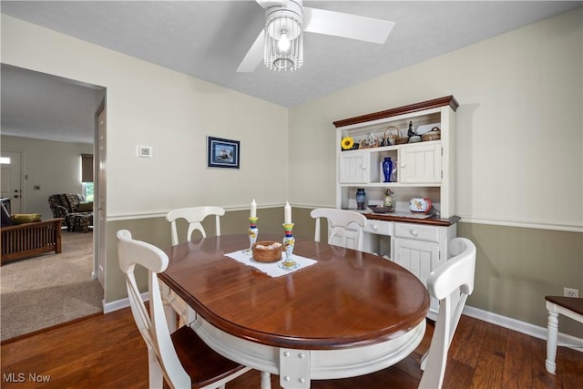 14531 Cross Creek Ln Unit 7, North Royalton, OH 44133 - dining area with a ceiling fan and wood finished floors